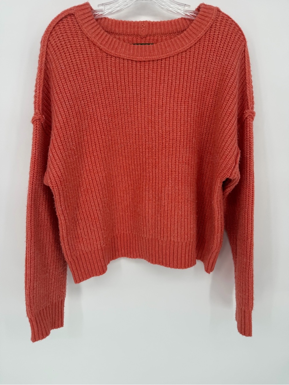 American Eagle Outfitters Dusty Coral Ribbed Crewneck Sweater